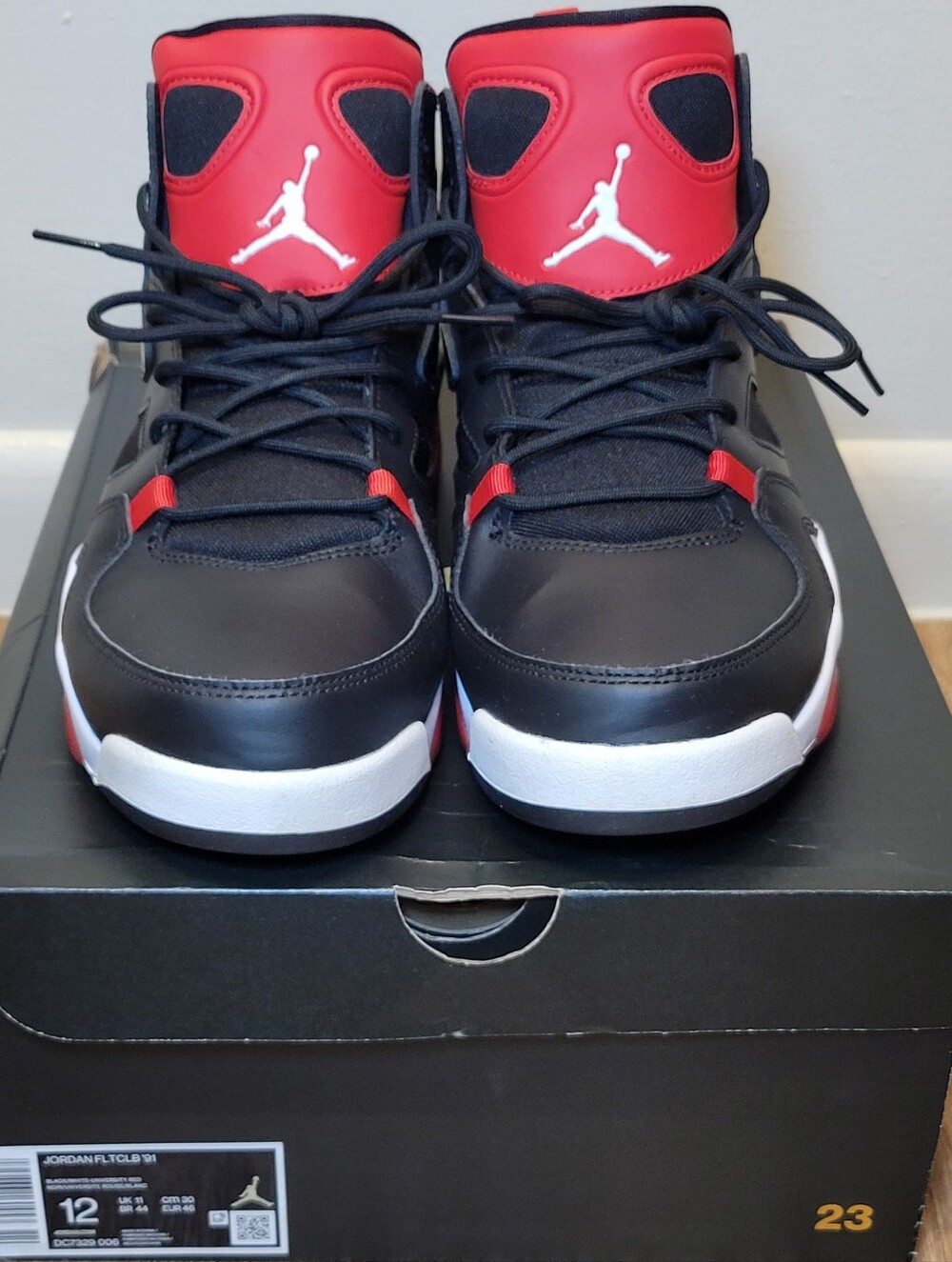 Air Jordan Retro High Top Sneakers - Black/Red/White FLIGHT CLUB 91